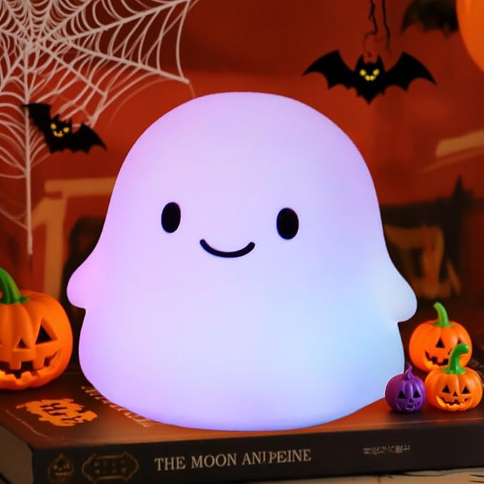 Halloween Ghost Night Light, Cute Ghost Lamp - Halloween Gifts for Kids & Women, Cute Halloween Decor, Dimmable, Rechargeable, 30-Min Timer, Halloween Decorations, Halloween Lights - Bloomnest