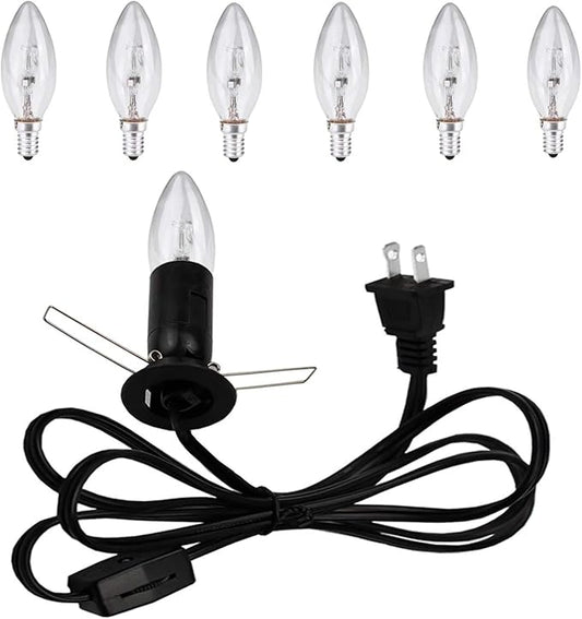 Himalayan Salt Lamp Cord - 25W Dimmable Halogen Replacement Bulbs, E12 Base, Perfect for Himalayan Salt Lamps, Night Lights, Wax Warmers - with 6 Free Bulbs for Salt Lamp (1) - Bloomnest