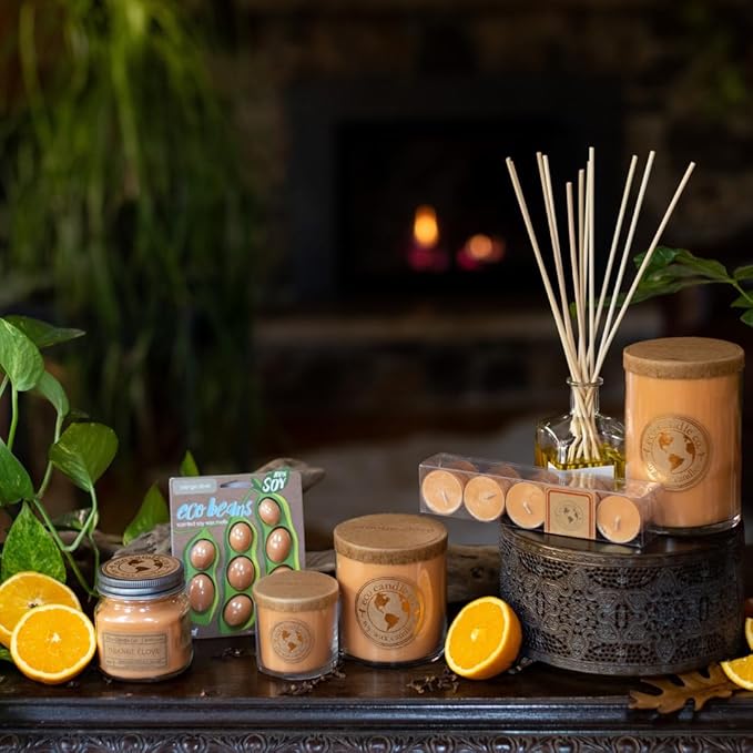 ECO CANDLE CO. Tea Light Candles, Orange Clove, 10-Pack - Scents of Oranges Pierced with Spicy Cloves - Recyclable, 100% Soy Wax, No Lead, Kraft Paper Label & Lid, Hand Poured - Bloomnest