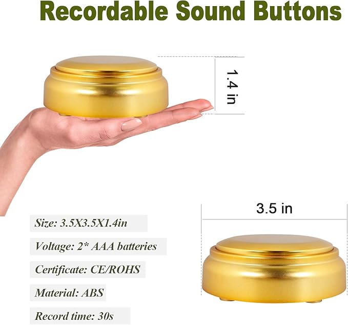 Recordable Buttons | Pet Talking Button | Custom Sound Button | Easy Button for Dog or Cat Communication | Game Buzzer for Home Office Gifts (Including Batteries) - Bloomnest