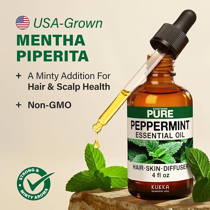 KUKKA Peppermint Essential Oils - 4 Fl Oz - for Hair, Skin, Diffuser, Aromatherapy & DIY Soap Making Scent (Pack of 2) - Bloomnest