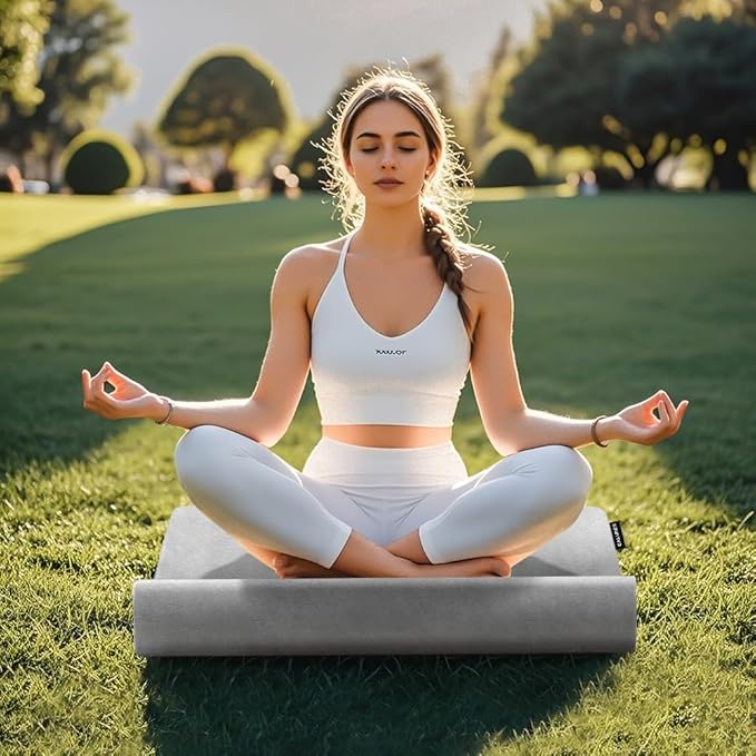 Luxe Velvet Meditation Cushion Set, Zafu Yoga Floor Mat High-Density Foam, 26.4" Large Floor Pillows, Removable Washable Cover for Indoor/Outdoor Use, Metaphysical Mandala Design - Bloomnest