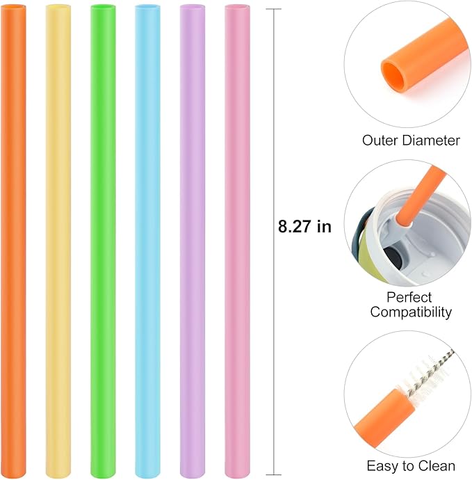 Replacement Straws Compatible with Owala Freepsip 24oz,32oz Water Bottle,Replacement Parts For Owala Free Sip Sway 30 oz,Include 6 BPA-FREE Straws and 1 Cleaning Brush Bubrike