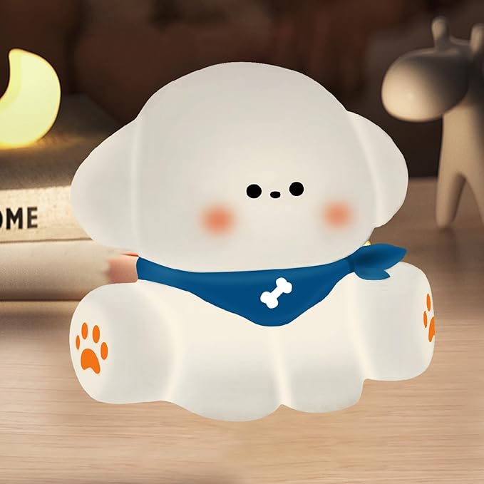 Squishy Nursery Puppy Night Light, Cute Silicone Light for Toddlers, Rechargerable Dimmable Soft Touch Bedtime Baby Night Light, Portable and Safe for Newborns - Bloomnest