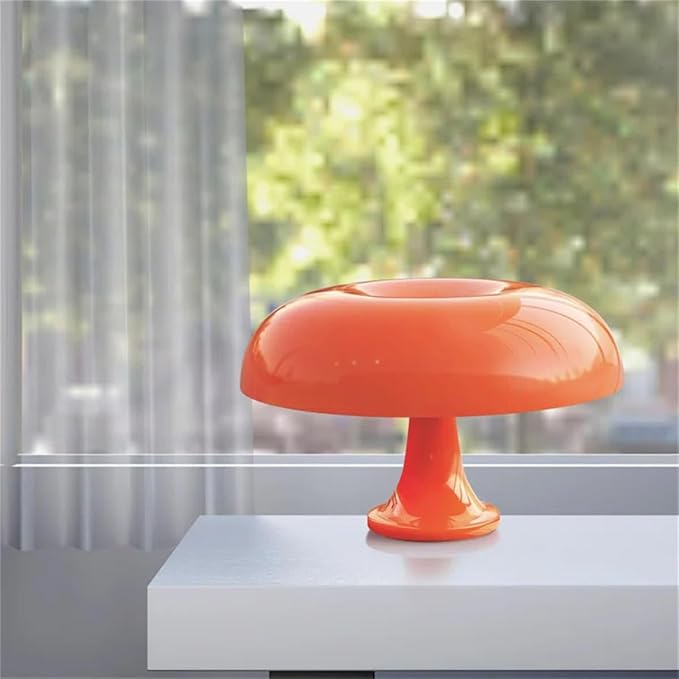 Retro Orange Mushroom Lamp for Bedroom Nightstand Mid Century Modern Table Lamp Decor Aesthetic Lighting Dimmable Mushroom Shaped Donut Bedside Lamp with 3 Lighting Modes, Minimalist Home Decor - Bloomnest