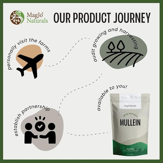 MagJo Naturals, Mullein Leaf (16 oz) Cut and Sifted, Wild-Crafted, gordolobo tea, leaves, Verbascum - Bloomnest