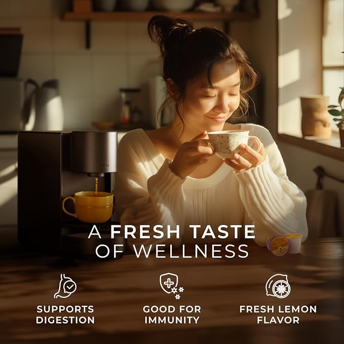 Gya Tea Co Lemon Ginger Herbal Tea Pod (16 Count)- Decaf Wellness Tea for Body Comfort & Relaxing - Bloomnest