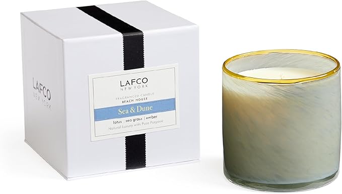 LAFCO New York Signature Candle, Sea & Dune - 15.5 oz - 90-Hour Burn Time - Reusable, Hand Blown Glass Vessel - Made in The USA - Bloomnest