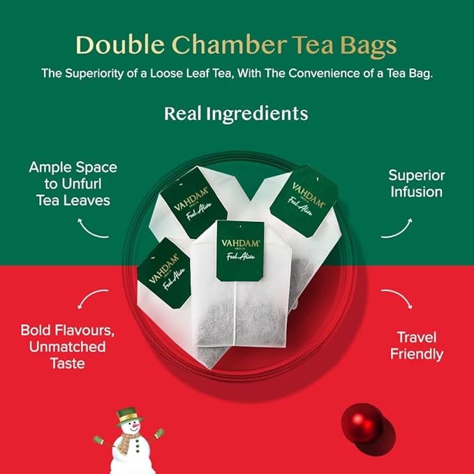 VAHDAM, Limited Edition Christmas Tea Gift Set | 45 Tea Bags, 9 Flavors - Holiday Gift Box | Christmas Presents For Women, Men & Adults, Christmas Gift Set - Bloomnest