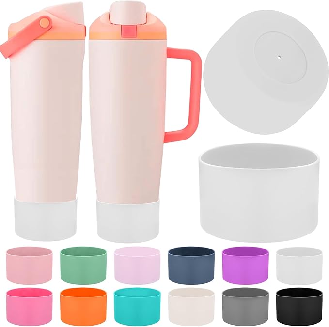 Mity rain 2PCS Protective Silicone Boots for Owala 30oz & 40oz FreeSip Sway Bottles & Tumblers - Accessories for owala, Enhances Stability & Prevents Scratches (White) Mityrain