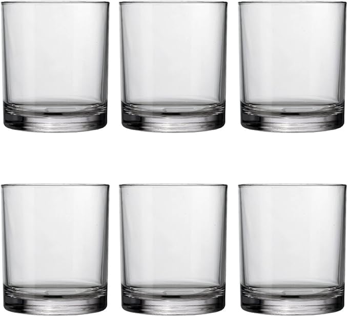 US Acrylic Classic Clear Plastic Reusable Drinking Glasses (Set of 6) 12oz Rocks Cups | BPA-Free Tumblers, Made in USA | Top-Rack Dishwasher Safe - Bloomnest