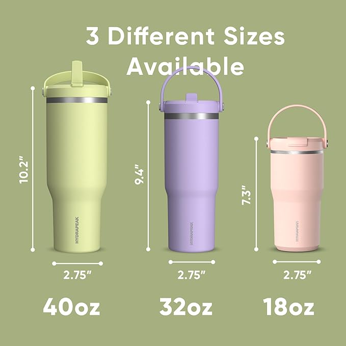 Hydrapeak Nomad 32 oz Tumbler with Handle and Straw Lid, Leakproof, Double Insulated, 32oz Cup Stainless Steel (Citrus) - Bloomnest