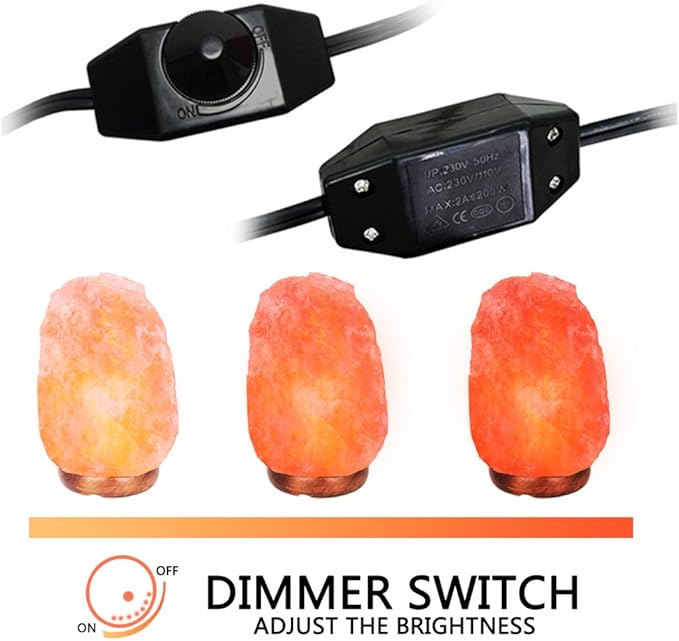 haraqi Himalayan Salt Lamp Cords (6ft) with Dimmer Switch,Original Replacement Cords with Base Assembly(3.34 Inches) and 25 Watt E12 Bulbs for Salt Rock Lamp Cord 2 Set - Bloomnest