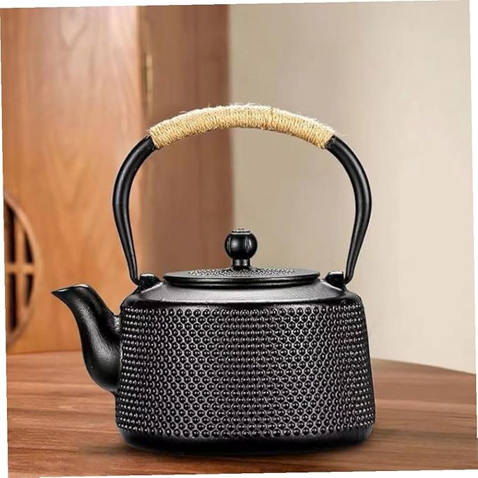 Japanese Cast Iron Tea Kettle with Infuser Metal Teapot for Home and Office Small Sturdy Desktop Tea Kettle Retro Design