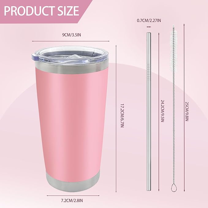 YOUKE OLA 16 Pack Insulated Coffee Tumbler - 20oz Stainless Steel Double Wall Vacuum Travel Tumbler Cup with Lid and Straw for Cold & Hot Drinks (Mixed Colors) - Bloomnest