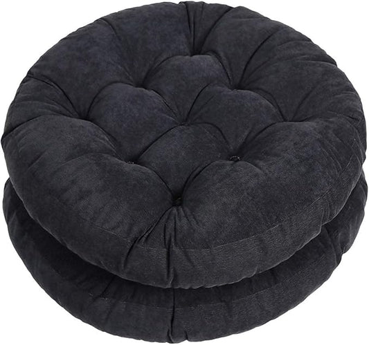 Tiita Seat Cushion Round, Hanging Chair Cushions, Floor Cushion 22 Inch Set of 2, Throw Pillows Indoor/Outdoor (Black, 22 x 22 x 4 Inches)