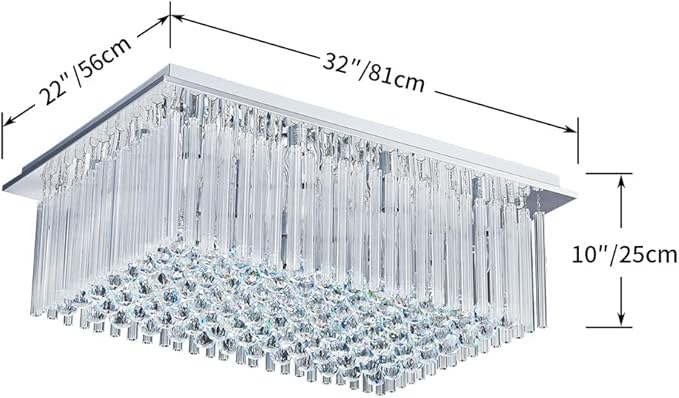 Saint Mossi 12-Lights Modern Chandelier Lamp K9 Crystal Chandelier Light Fixture,Modern Flush Mount Ceiling Light Fixture Raindrop Chandelier for Bedroom,Dining Room,Livingroom,L32 x W22 x H10 - Bloomnest