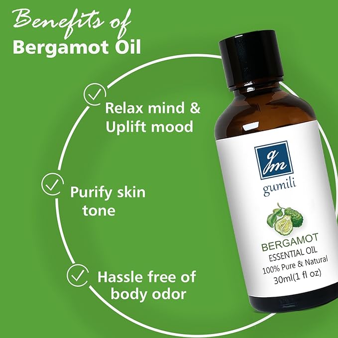 Bergamot Essential Oil 1 Oz - 100% Pure Bergamot Oil for Diffuser, Skin & Body - Natural Citrus Oil - Bloomnest