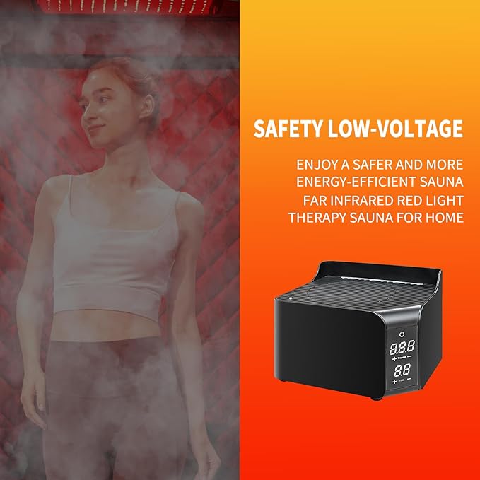 Portable Personal Far Infrared Sauna Box for Home with 660nm Red Light Threapy Panel, Upgraded Infrared Dry Sauna, 140℉, Heating Foot Pad, Upgraded Comfortable Chair