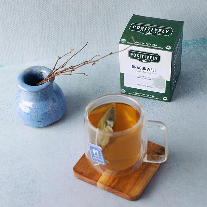 Organic Positively Tea Company, Dragonwell Green Tea Bags, 20 Count - Bloomnest