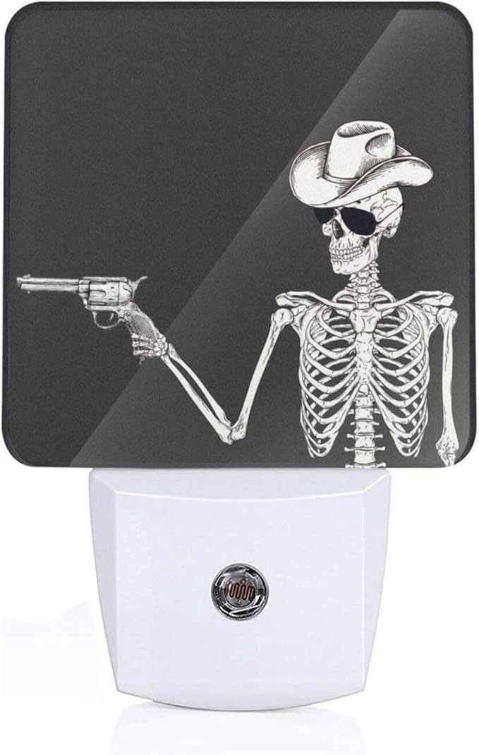Led Night Light, Funny Gothic Skull Cowboy Decorative Plug in Nightlights,with Smart Auto Dusk to Dawn Night Light for Bedroom, Kitchen, Nursery, Bathroom - Bloomnest