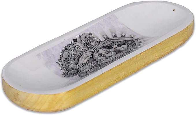 Bless-International Traditional-Handmade-Tray-Burner Wooden-Trat-Incense-Stick-Holder Ash-Catcher-Stand for-Aromatherapy-Meditation-Yoga (Angel Girl, 11x4x1.22 Inches) - Bloomnest