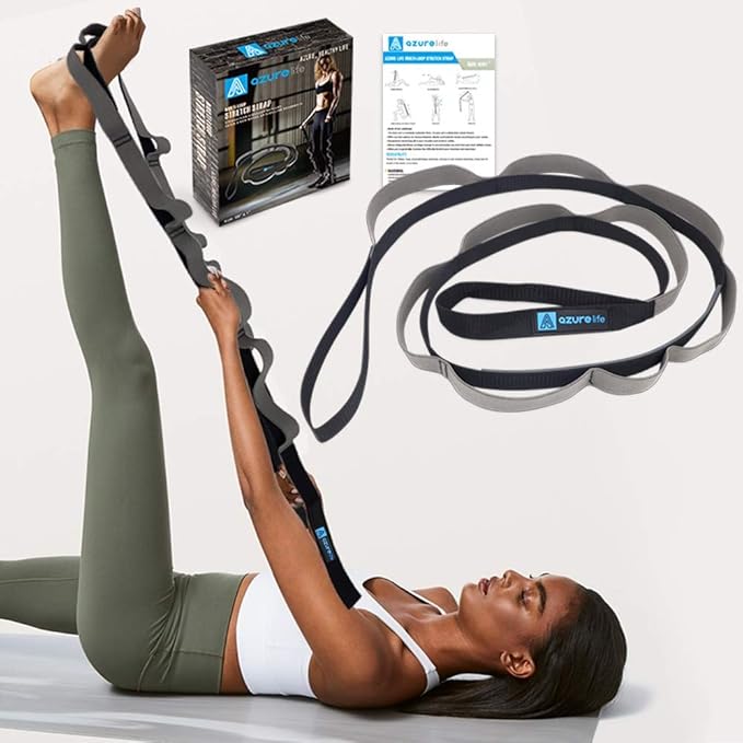Premium Durable Stretch Straps with Loops, Stretching Strap for Physical Therapy, Multi-Loop Yoga Strap Fitness Exercise Strap for Yoga, Pilates, Dance, Flexibility&Exercise - Bloomnest