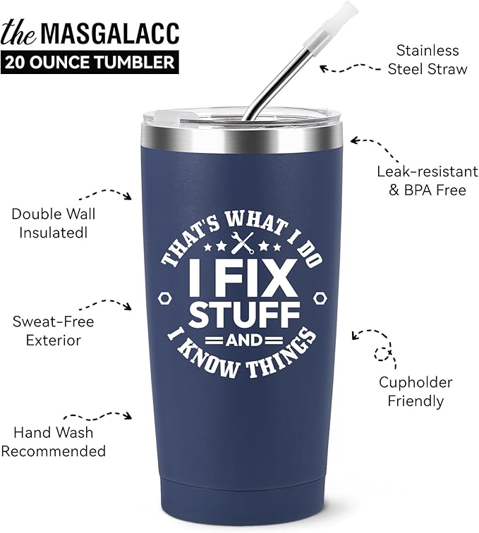 MASGALACC Funny Gifts for Men - Fathers Day, Birthday, Gag Gifts for Men, Him, Dad, Husband, Uncle, Grandpa, Presents for Dad from Daughter Son - 20oz Stainless Steel Tumbler