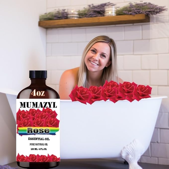 Rose Essential Oil, Rose Oil 4 Fl Oz 120ML for Diffuser Humidifier Yoga Cleaning DIY Candle Soap Making Essential Oils - Bloomnest