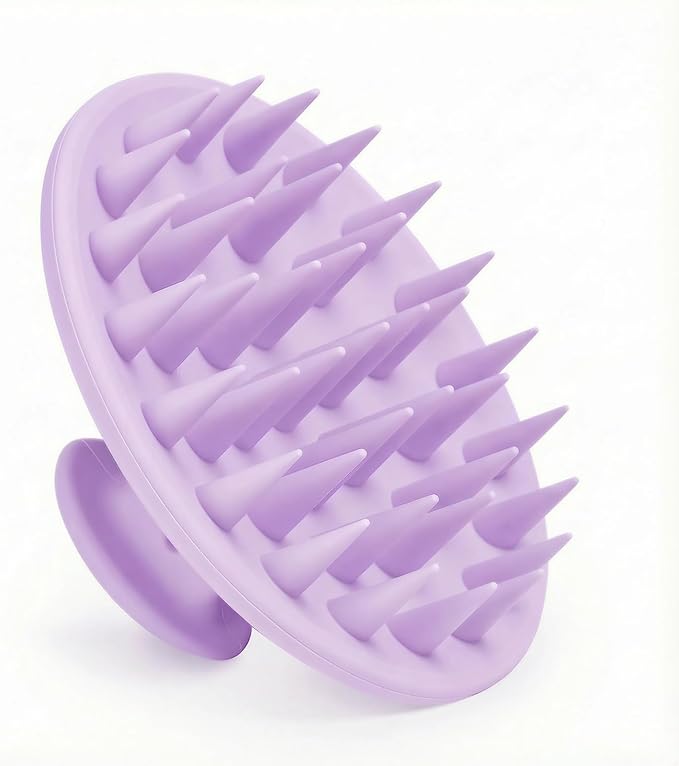 Silicone Scalp Massager Shampoo Brush, Scalp Brush for Hair Growth & Dandruff Removal, Hair Scrubber Scalp Stimulator Exfoliator Brush with Soft Bristles for Wet Dry Scalp Care (Light Purple) Meartchy