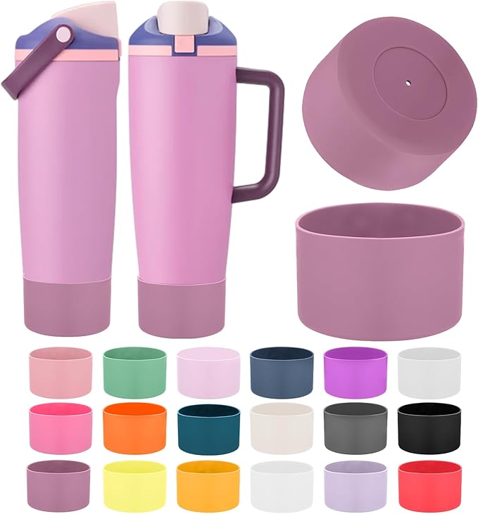 Mity rain 2PCS Protective Silicone Boots for Owala 30oz & 40oz FreeSip Sway Bottles & Tumblers - Accessories for owala, Enhances Stability & Prevents Scratches (Aubergine) Mityrain