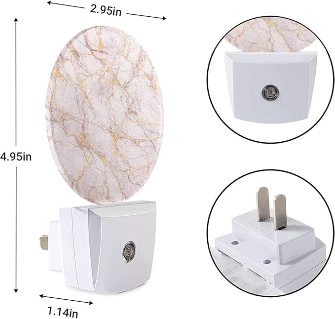 EKOBLA Marble Pattern Night Light, Plug-in Pink Wall Lamp, LED Home Decor Round Light for Girls Boys Grandma Grandpa - Bloomnest
