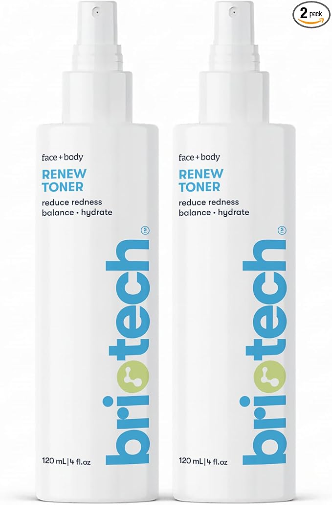 BRIOTECH Renew Toner, Hypochlorous Acid Spray, Minimize Appearance of Blemishes, Soothing Facial Mist for Sensitive Skin, Calm Redness & Bumps, Vegan, 4 fl oz (2 Pack) - Bloomnest