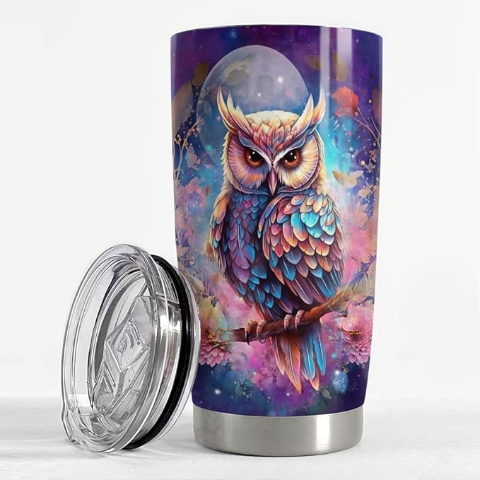SANDJEST Owl Tumbler 20oz Stainless Steel Insulated Tumblers Coffee Travel Mug Cup Owls Gifts for Women Girls Gift for Birthday Christmas - Bloomnest