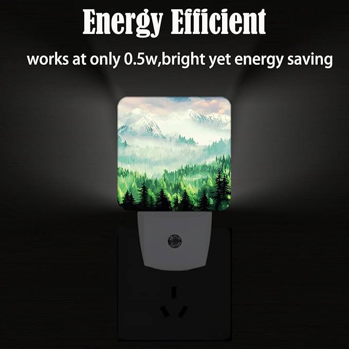 Mountain Forest Landscape Painting Night Light,Plug Into Wall Decor for Stairway,Hallway,Kitchen,Dusk to Dawn Sensor Nightlights for Boys/Girls/Women/Men Room Gifts - Bloomnest