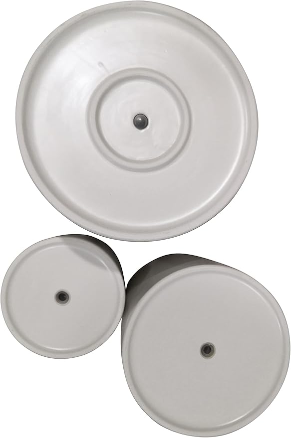 Amazon Basics Assorted Sizes Fluted Ceramic Round Indoor Outdoor Planters with Drainage, Set of 3, Modern Design, 6 inch, 8 inch, 10 inch, White - Bloomnest