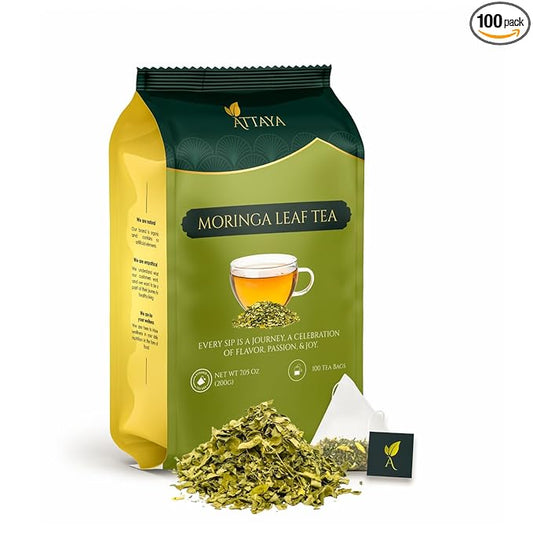 Attaya Moringa Tea Bags 100 Count – Pure Leaf Tea | Caffeine-Free Superfood Herbal Tea | Vegan, Gluten-Free, Sugar-Free | Eco-Conscious, Te de Moringa 100% Natural - Bloomnest