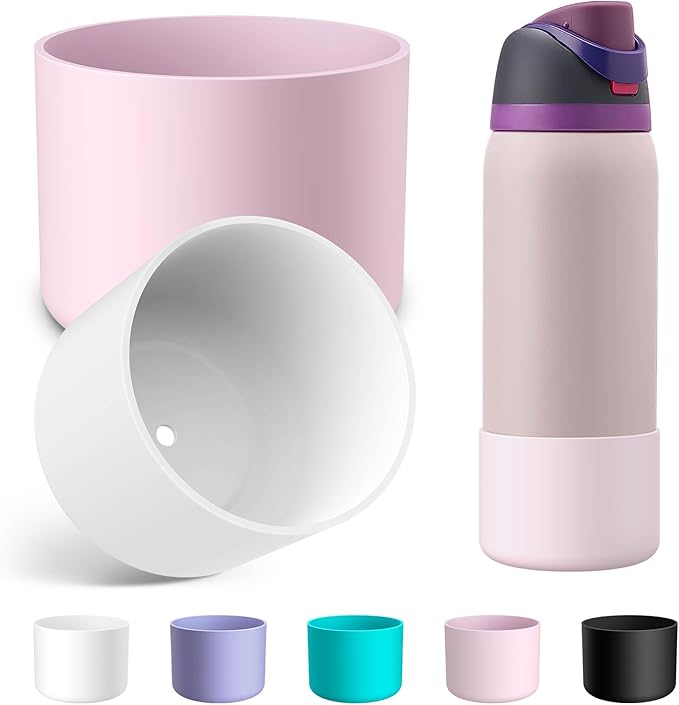 2PCS Silicone Water Bottle Boot for Owala 24oz 32oz 40oz, Anti-Slip Protective Sleeve Bottom Bumper Protector for FreeSip, Twist, and Flip Stainless Steel Water Bottles Alwenid
