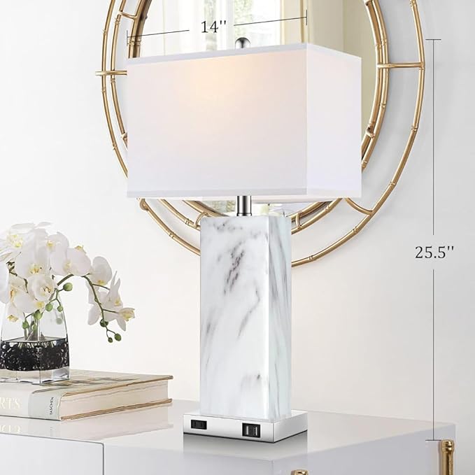 Desk Nightstand Table Lamp Set of 2, Night Stand Light Side Lamp, 3-Way Dimmable Bedside Nightstand Lamps with USB Ports - Bloomnest