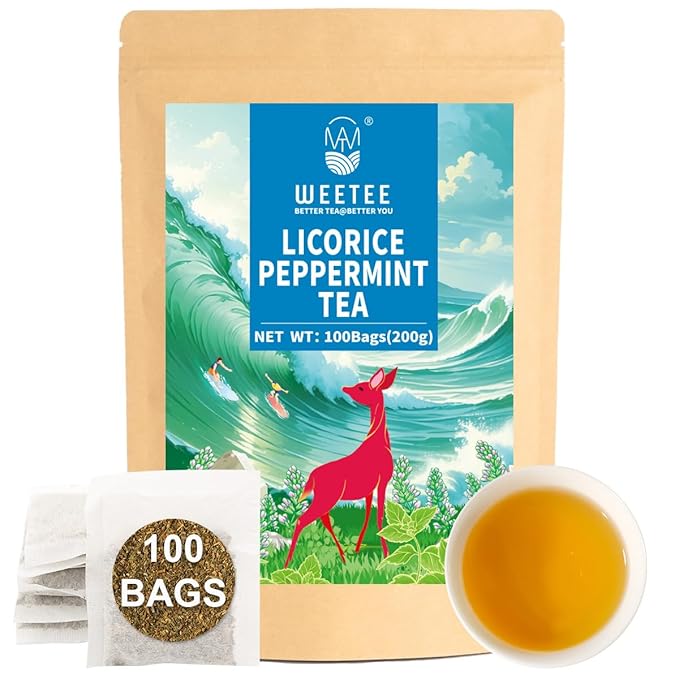 WT WEETEE Licorice Mint Tea Bags 100 Counts, Made 100% Natural & Pure Peppermint & Licorice Root, Naturally Caffeine-free, Sweet & Refreshing - Bloomnest