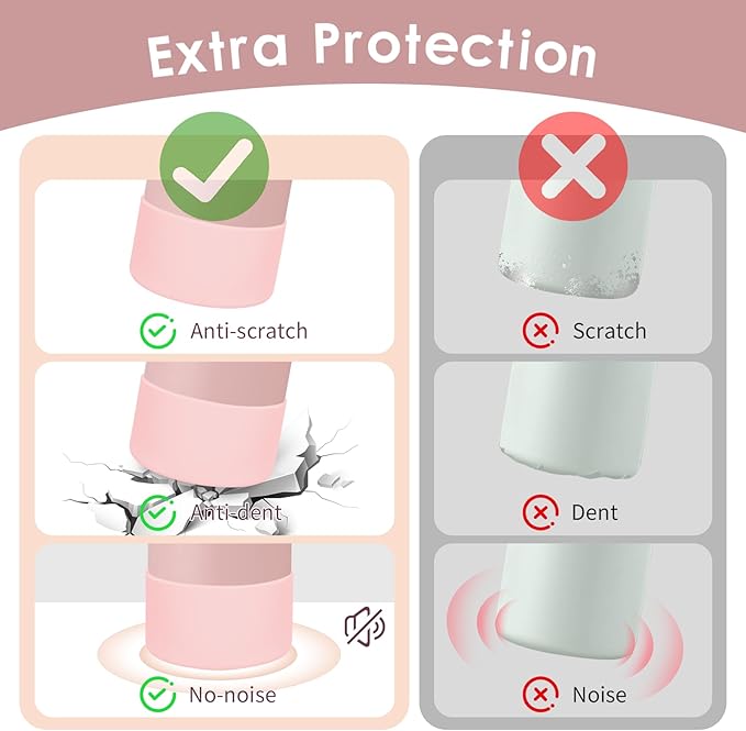 2PCS Silicone Water Bottle Boot, Compatible with Owala 24oz 32oz 40oz, Protective Anti-Scratch & Anti-Dent No Noise Sleeve Cover for FreeSip/Twist/Flip Water Bottles (Rose Quartz, 32oz) BKBY