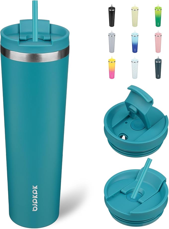 BJPKPK 34oz Tumbler With lid And Straw Stainless Steel Travel Coffee Mug Insulated Tumblers Cups,Laguna - Bloomnest