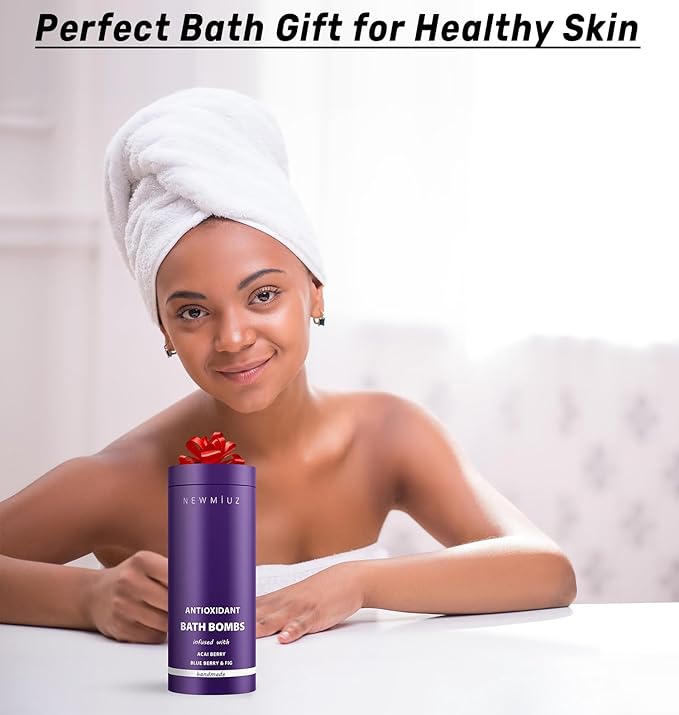 Natural Bath Bombs Skin Nourishing Detox Moisturize Antioxidant Acai Blueberry Luxury Fizzing Spa Bubble Bath Gift Set for Sensitive Skin Stress Relief Relaxation Gift Birthday Christmas - Bloomnest