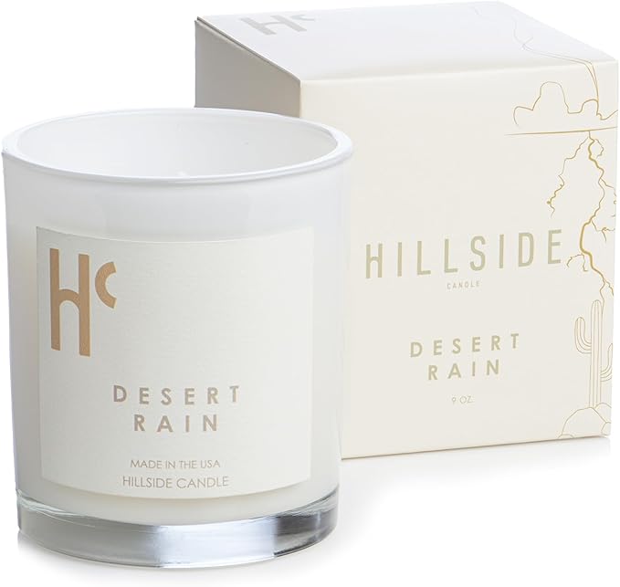 Desert Rain Single Wick Soy Candles, Luxury Scented Candles for Home - Up to 60 Hour Burn Time, Cruelty-Free Soy Wax Blend - Rain Fragrance, Notes of Cardamom & Apple Blossom (9 oz) - Bloomnest