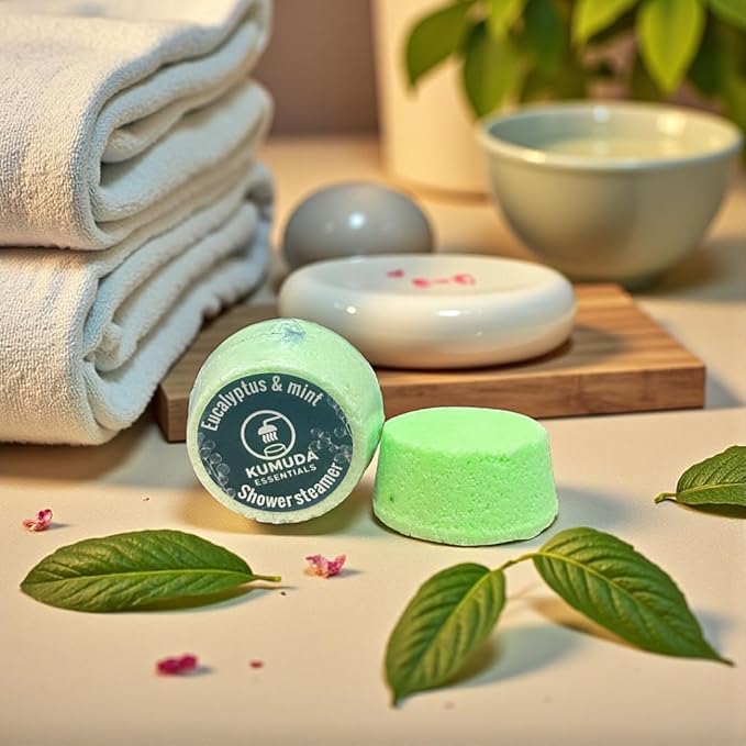 Kumuda Essentials Shower Steamers Pack of 15 Eucalyptus and Mint Aromatherapy Tablets Gift for Women, Birthday, Anniversary (30g Each) - Bloomnest