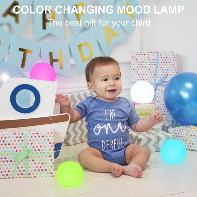 6-in Cordless LED Globe Orb Light for Kids, RGB Color Changing Orb Night Light Mood Lamp w/Remote, Rechargeable LED Ball Night Light Sphere Bedside Lamp, Ideal for Home Garden Patio Party Bar Decors - Bloomnest