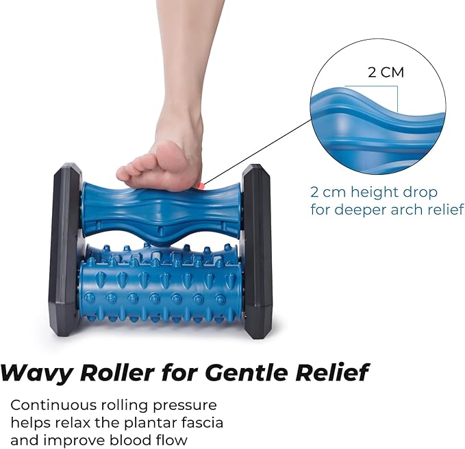 Foot Roller Massager for Plantar Fasciitis Relief – 3-in-1 Foot & Calf Reflexology Massager for Neuropathy, Circulation, Heel, Arch & Sole Pain Relief - Bloomnest