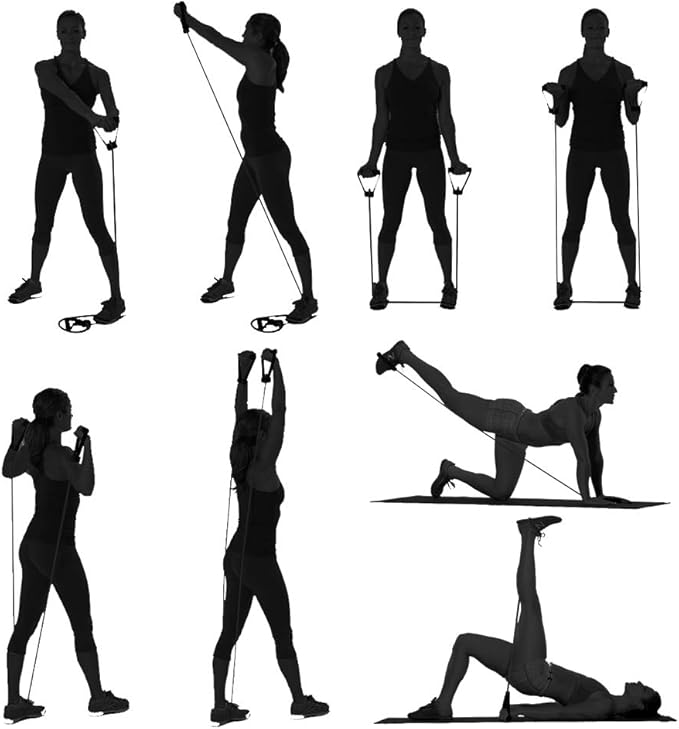 Single Resistance Bands, Workout Bands with Handles and The Exercise Bands with Door Anchor, Suitable for Resistance Training, Physical Therapy, Home Workouts, Boxing Training