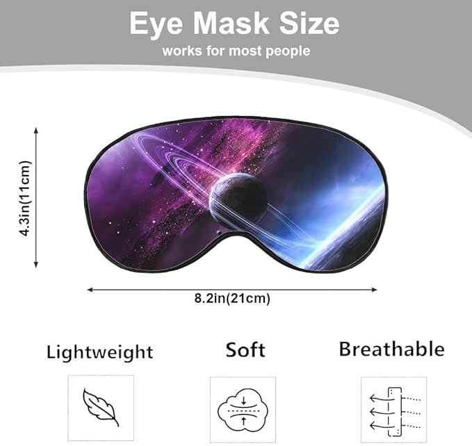Universe Galaxy Sleep Eye Mask Eye Cover Abstract Saturn Mysterious Starry Sky Silk Eye Mask for Sleeping with Adjustable Strap for Travel Nap Shift Work Office - Bloomnest