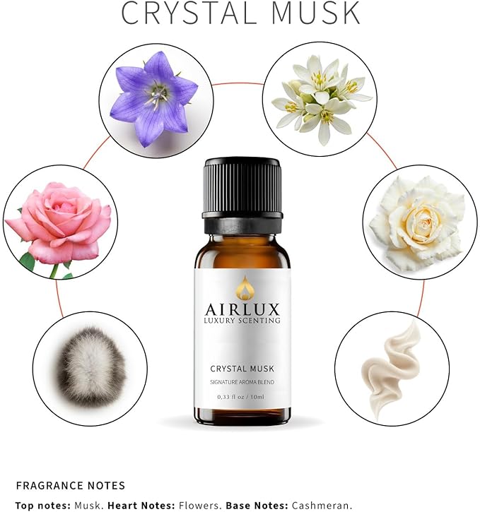 Signature Aroma Oil No. 282 Rose Angels – Champagne, Litchi, Red Berries – Aroma Oil for Cold Air & Waterless Diffusers and DIY Crafts – 10 mL, 0.34 fl oz Glass Bottle Airlux